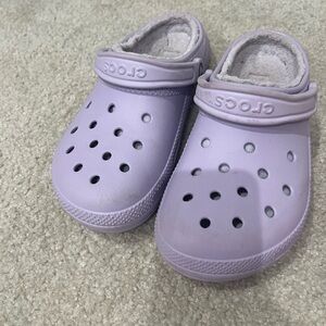 Light Purple Fuzzy Crocs Clogs